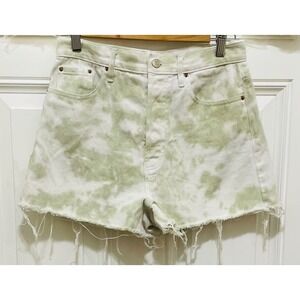 Pacsun Ultra High Rise Vintage Short Womens 27 Tie Dye Green‎ White